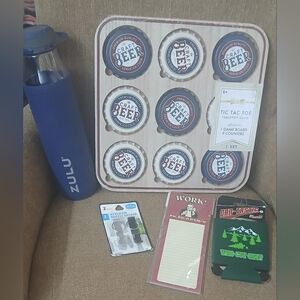 5: Beer- tic tac toe, drink bottle, notepad,bottle opener,can koosie